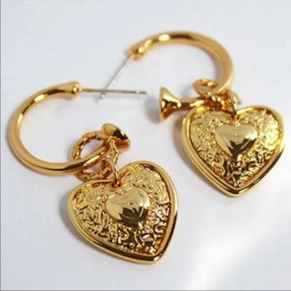 Angelica Heart Hoop Small Cecilia Gold Earrings - Picture 1 of 10